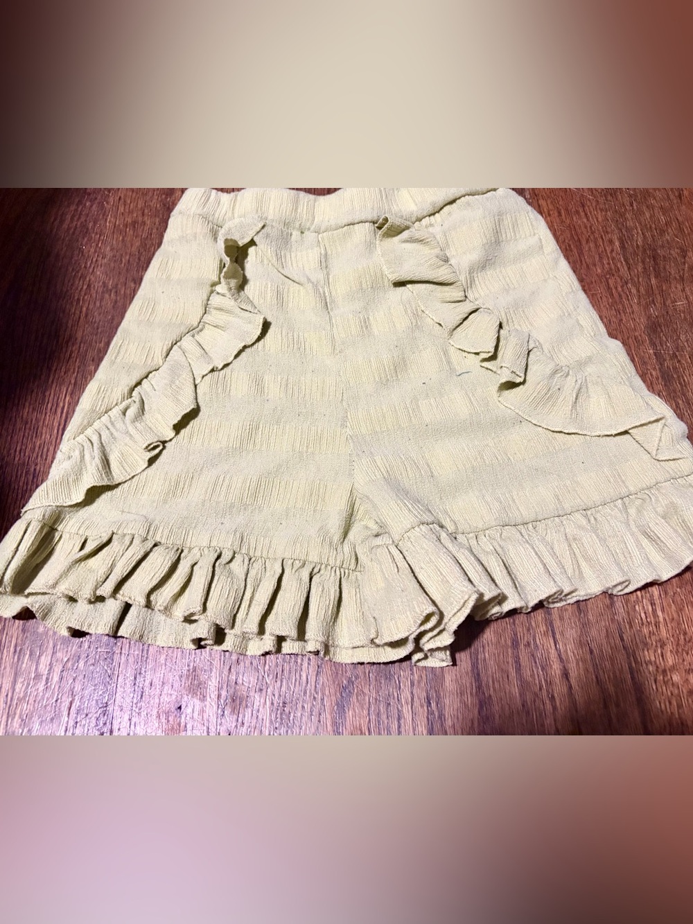PrettyLittleThing Lime Green Ruffle Hem Short